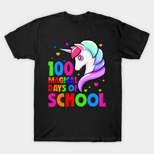 100 Magical Days of School Unicorn Teacher Students Girls T-Shirt by uglygiftideas